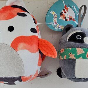 5" Squishmallows lot DANDII the Koi Fish + Christmas ROCKY the Raccoon | NEW